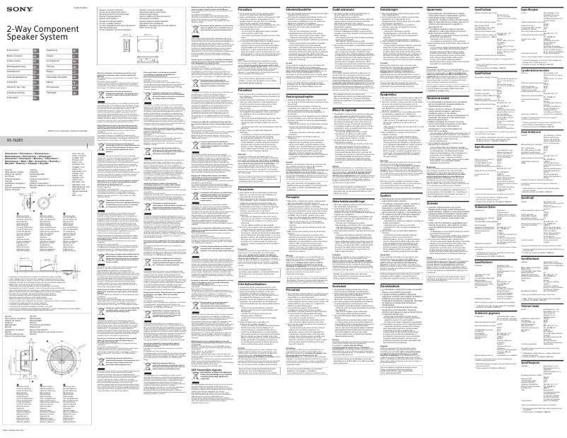 Page 1 de la notice Manuel utilisateur Sony XS-162ES
