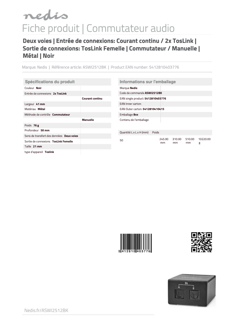 Image de la première page du manuel de l'appareil ASWI2512BK