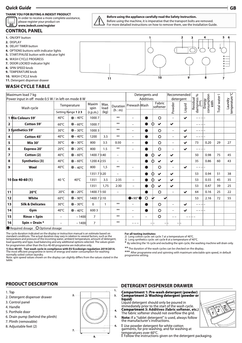 Image de la première page du manuel de l'appareil EWD 71453 W UK N