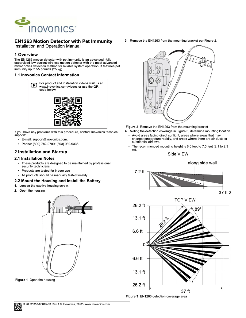 Page 1 de la notice Manuel utilisateur Inovonics EN1263