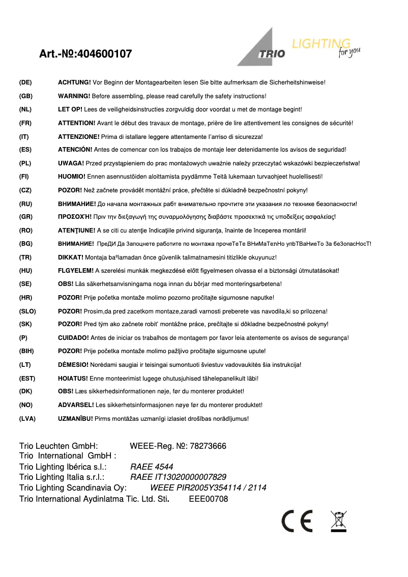 Image de la première page du manuel de l'appareil Crosby 404600107