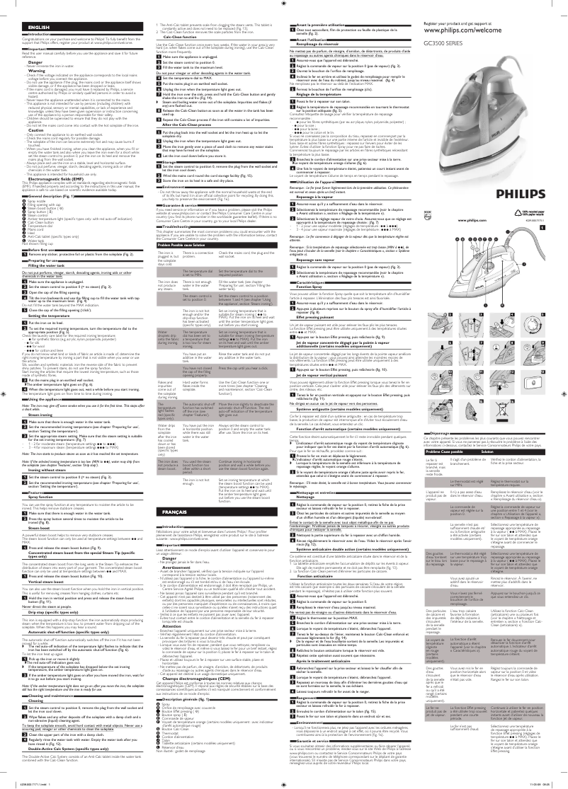Page 1 de la notice Manuel utilisateur Philips SmoothCare GC3570