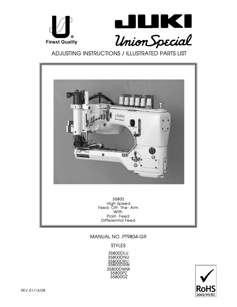 Page 1 de la notice Manuel utilisateur Union Special 35800DWW