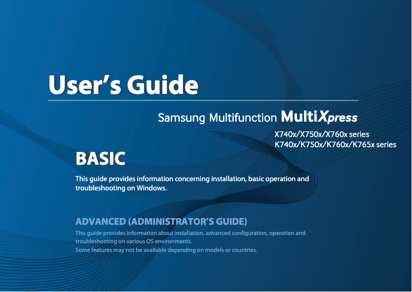 Page 1 de la notice Manuel utilisateur Samsung MultiXpress SL-X7500GX