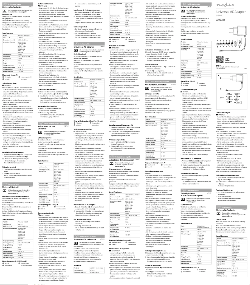 Page 1 de la notice Manuel utilisateur Nedis ACPA111