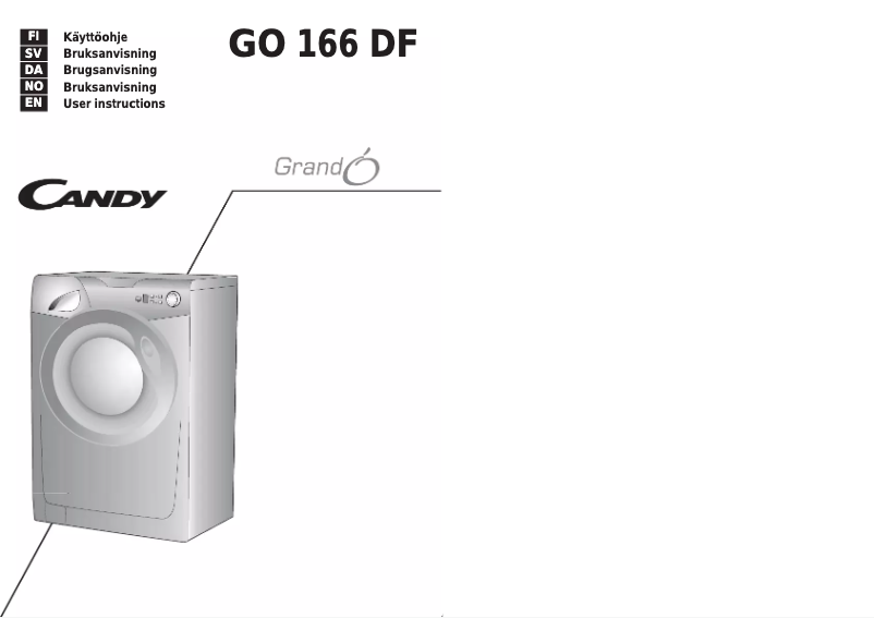 Page 1 de la notice Manuel utilisateur Candy GO 166df