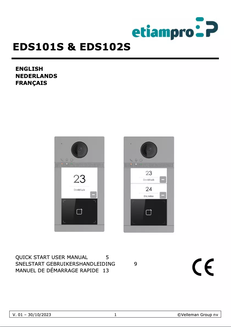 Imagen de la primera página del manual del dispositivo EDS101S