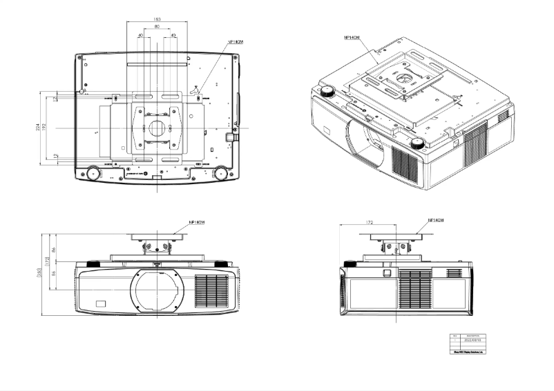 Page 1 de la notice Dessin technique NEC PV710UL