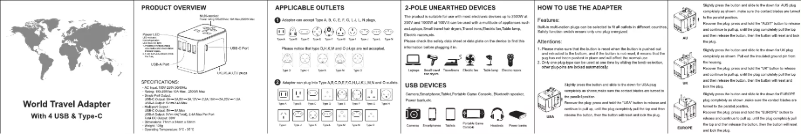 Page 1 de la notice Manuel utilisateur Adonit PD-4A1C