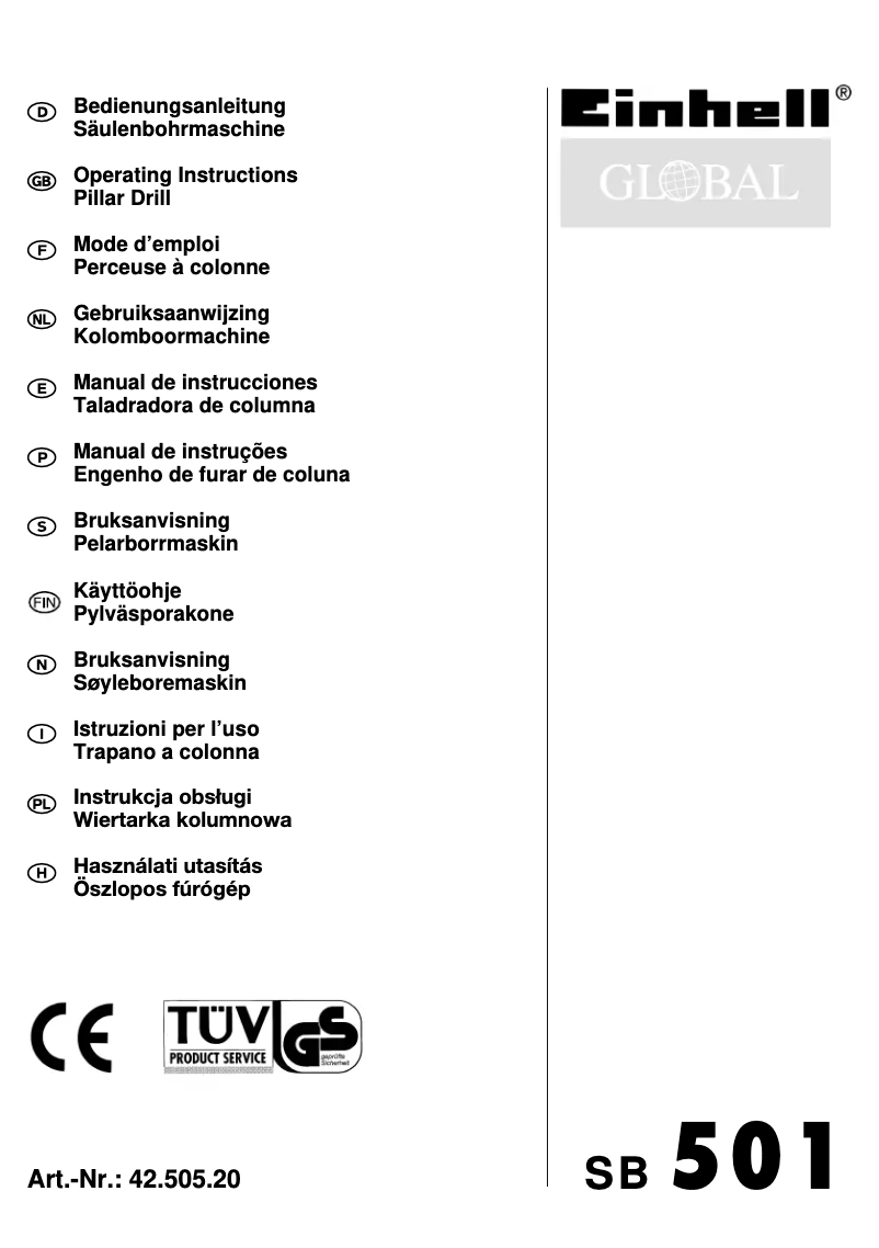 Image de la première page du manuel de l'appareil Global SB 501