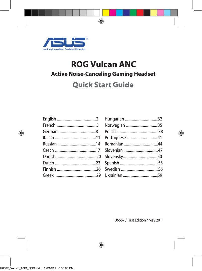 Page n°1 - Manuel utilisateur Asus ROG Vulcan ANC