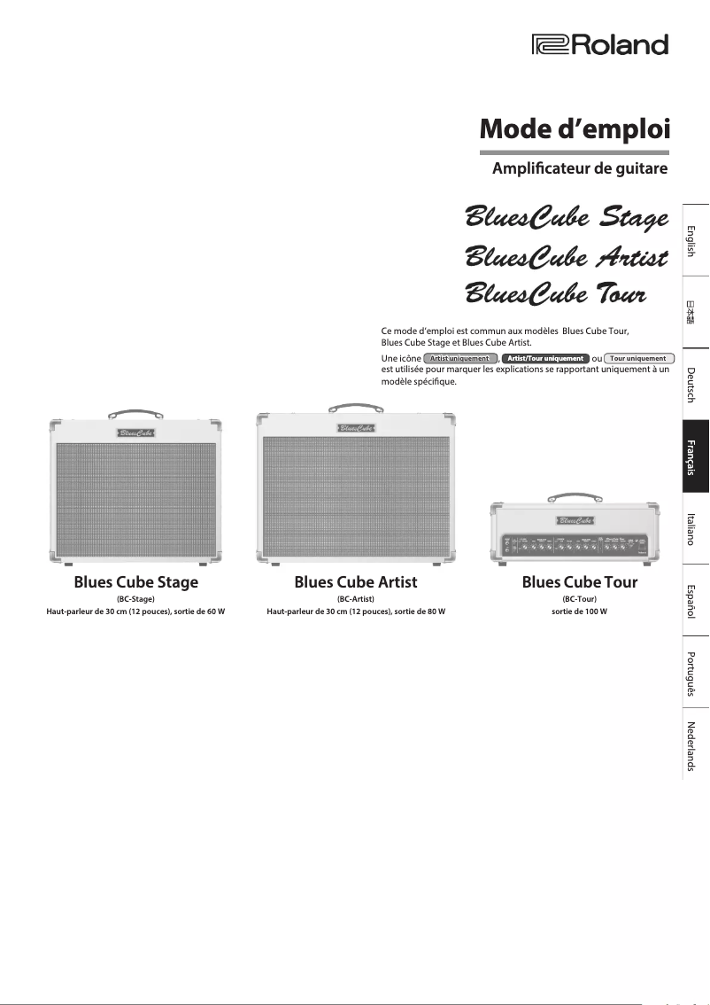 Page 1 de la notice Manuel utilisateur Roland Blues Cube Tour