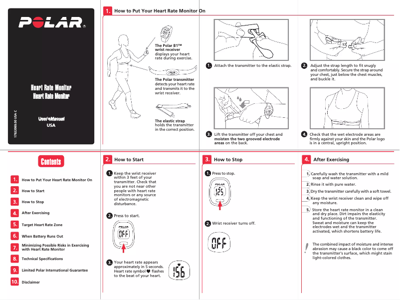 Page n°1 - Manuel utilisateur Polar B1