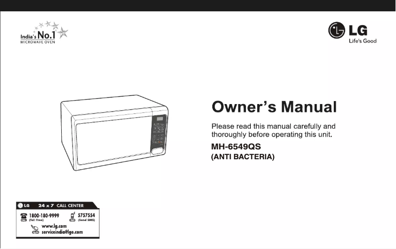 Page 1 de la notice Manuel utilisateur LG MH-6549QS
