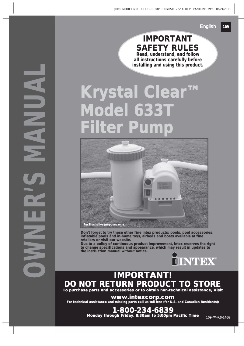 Image de la première page du manuel de l'appareil Krystal Clear 633T