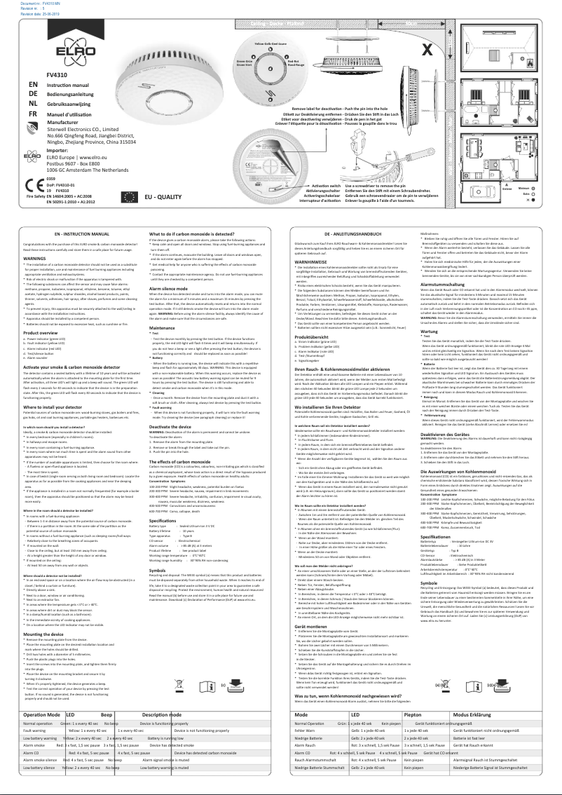 Imagen de la primera página del manual del dispositivo FV4610