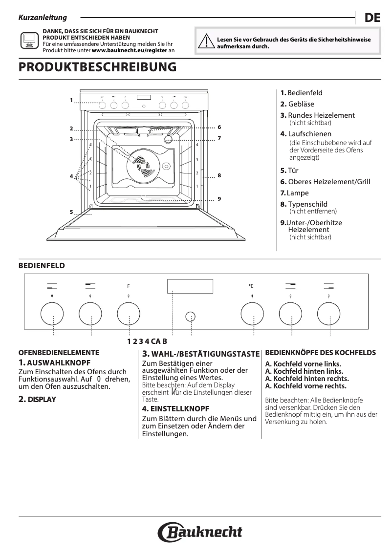 Page 1 of the manual User Manual Bauknecht HI5 EP8VS2 ES