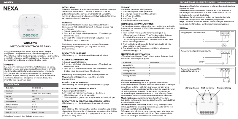 Page 1 de la notice Manuel utilisateur Nexa WBR-2203