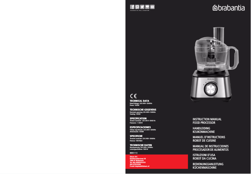 Page 1 de la notice Manuel utilisateur Brabantia BBEK1113