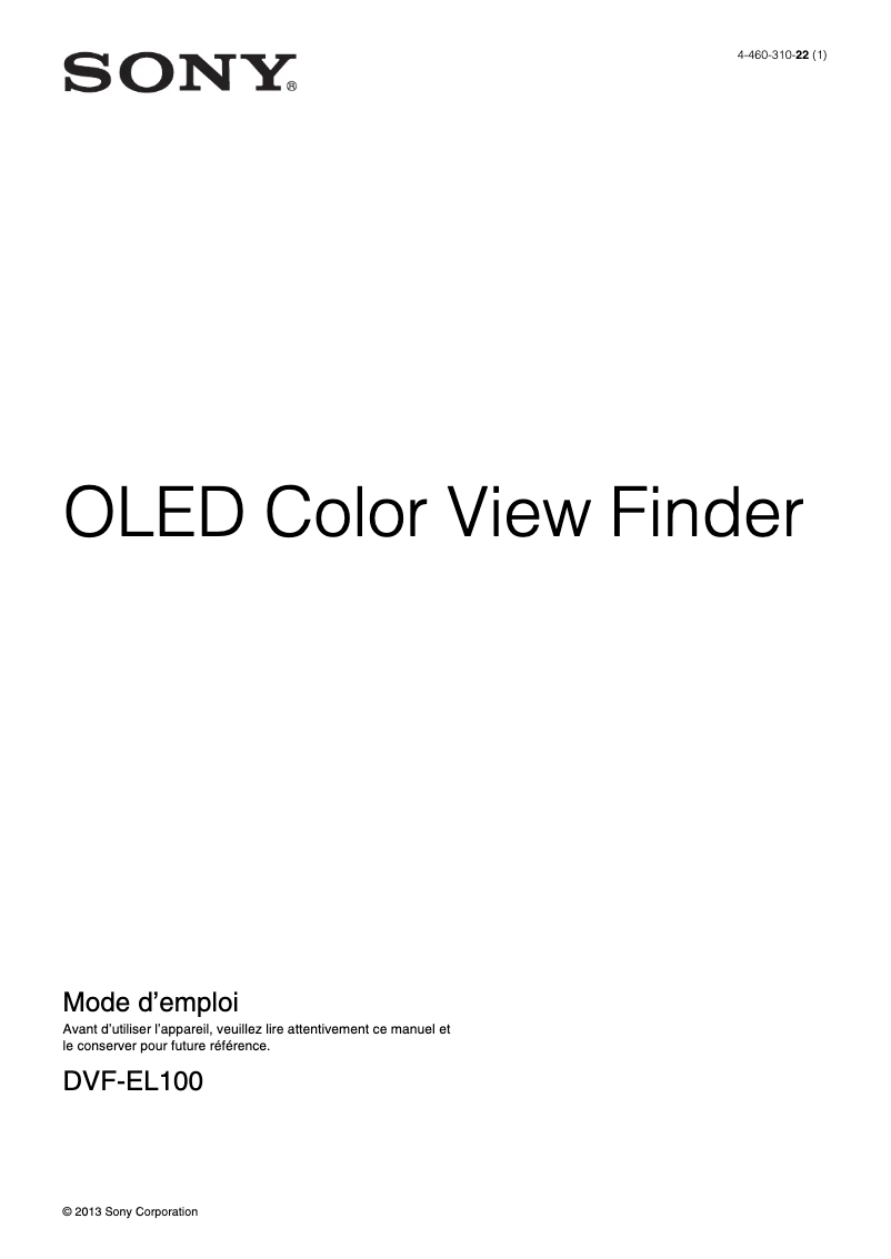 Página 1 del manual Manual de usuario Sony DVF-EL100