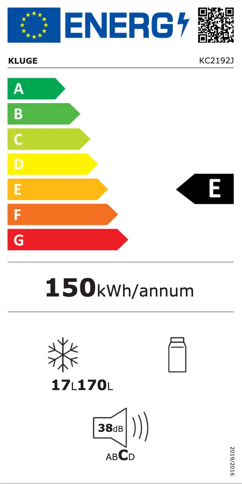 Page n°1 - Label énergétique Kluge KC2192J