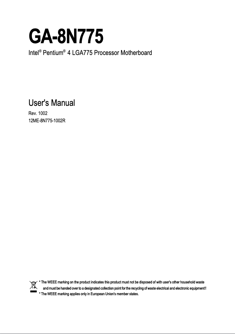 Image de la première page du manuel de l'appareil GA-8N775