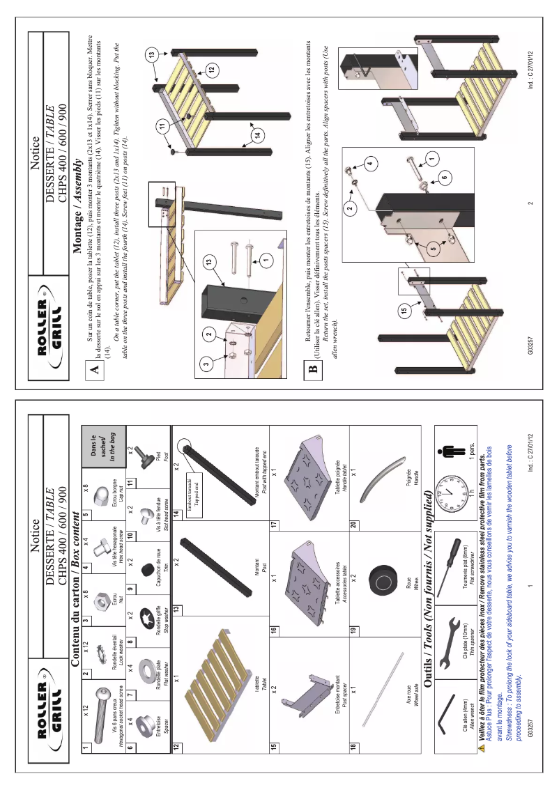 Page 1 de la notice Manuel utilisateur Roller Grill CHPS 600