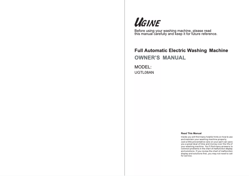 Page n°1 - Manuel utilisateur Ugine UGTL08AN