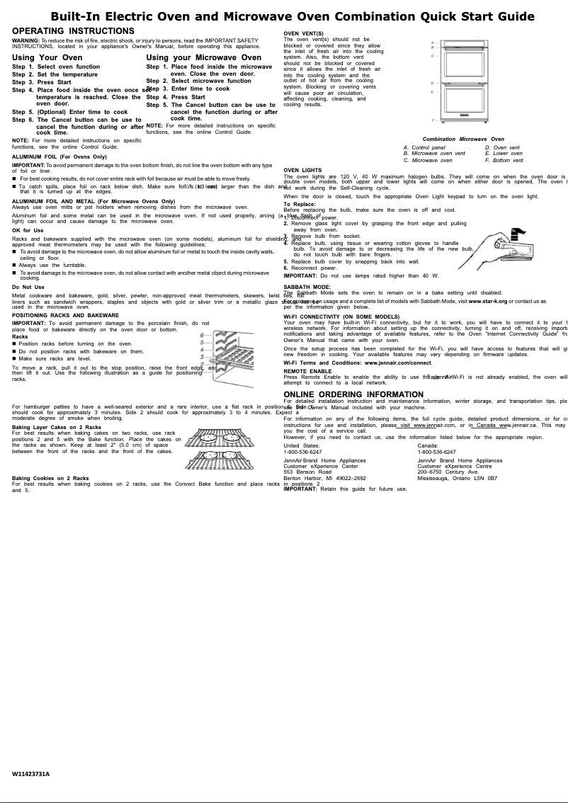 Page 1 de la notice Guide de démarrage rapide JennAir JMC2427LM