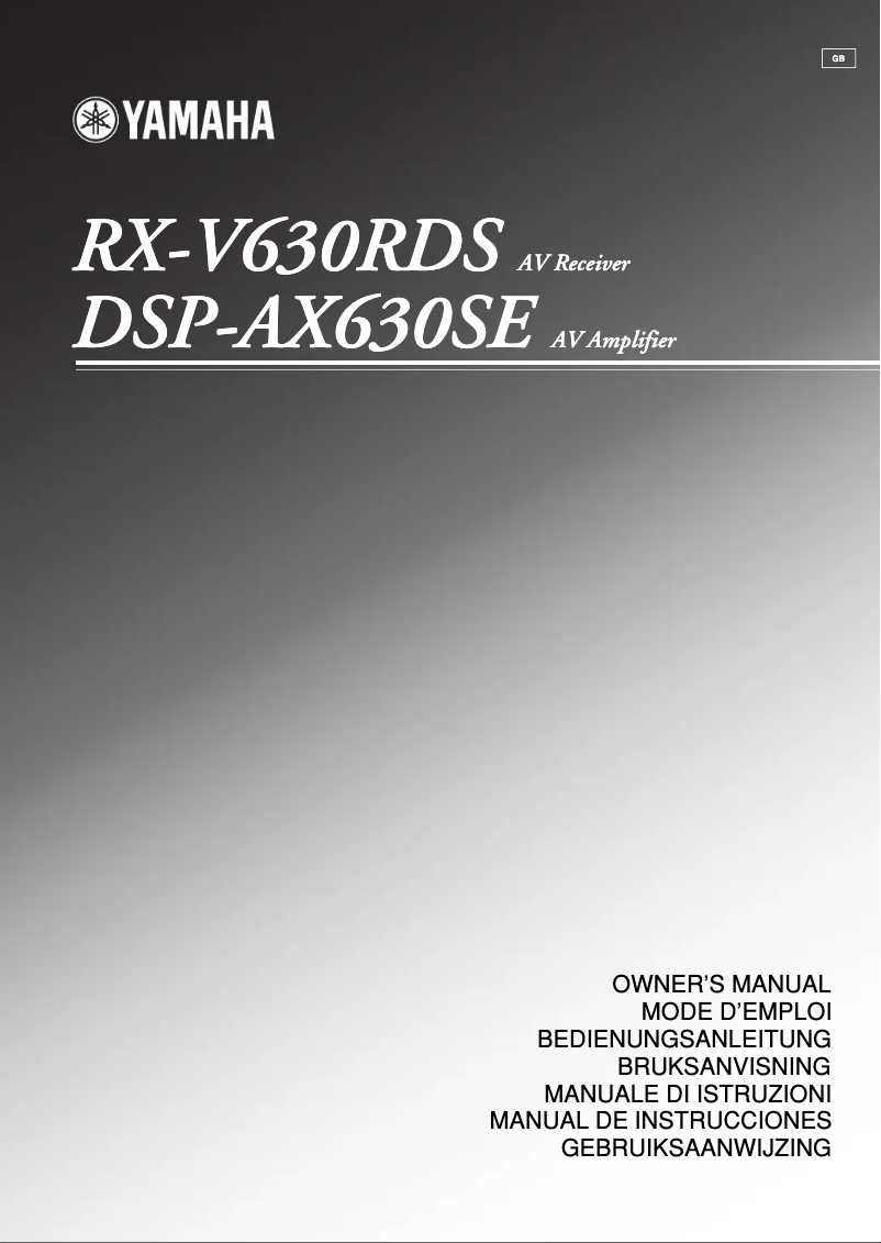 Page 1 of the manual User Manual Yamaha RX-V630RDS