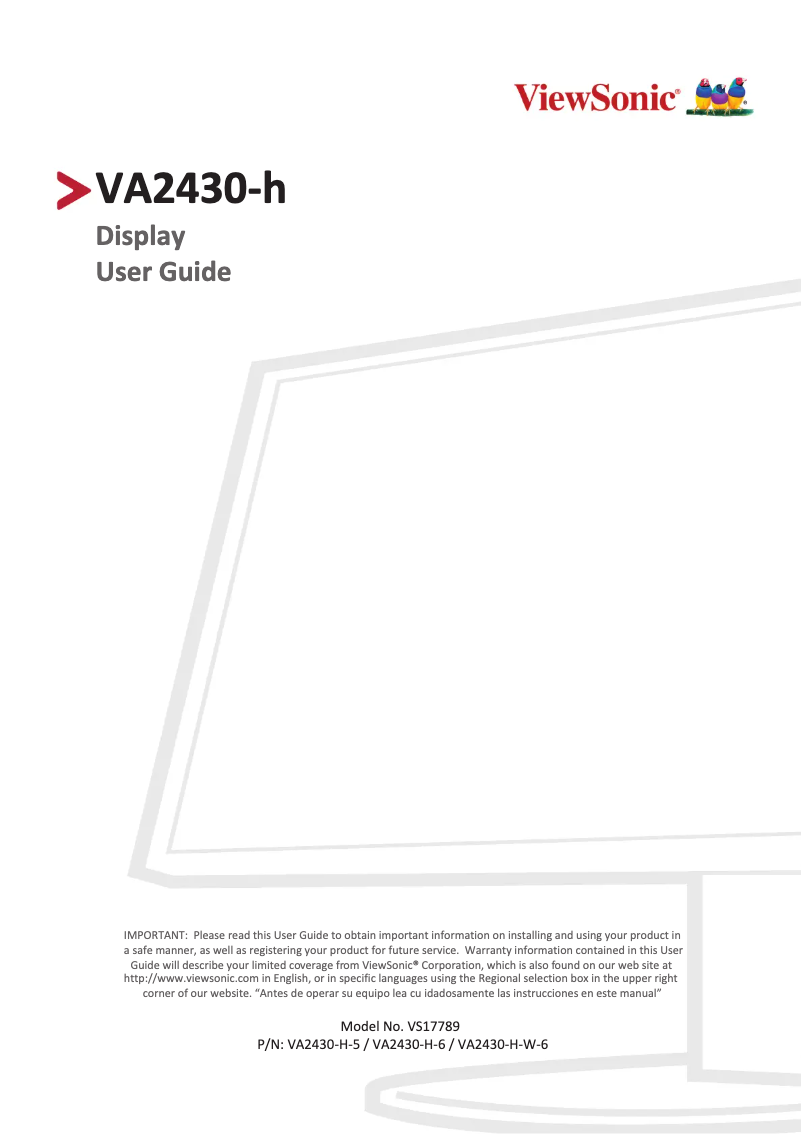 Page 1 de la notice Manuel utilisateur Viewsonic VA2430-H-W-6