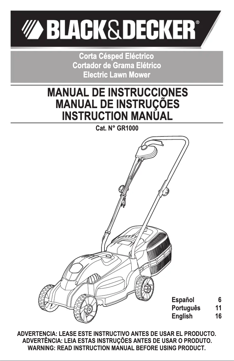 Image de la première page du manuel de l'appareil GR1000