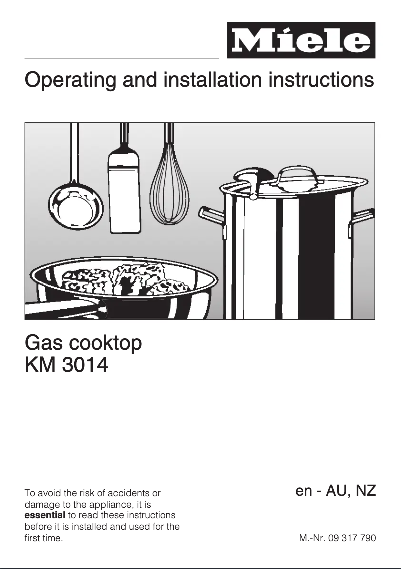 Page n°1 - Manuel utilisateur Miele KM 3014
