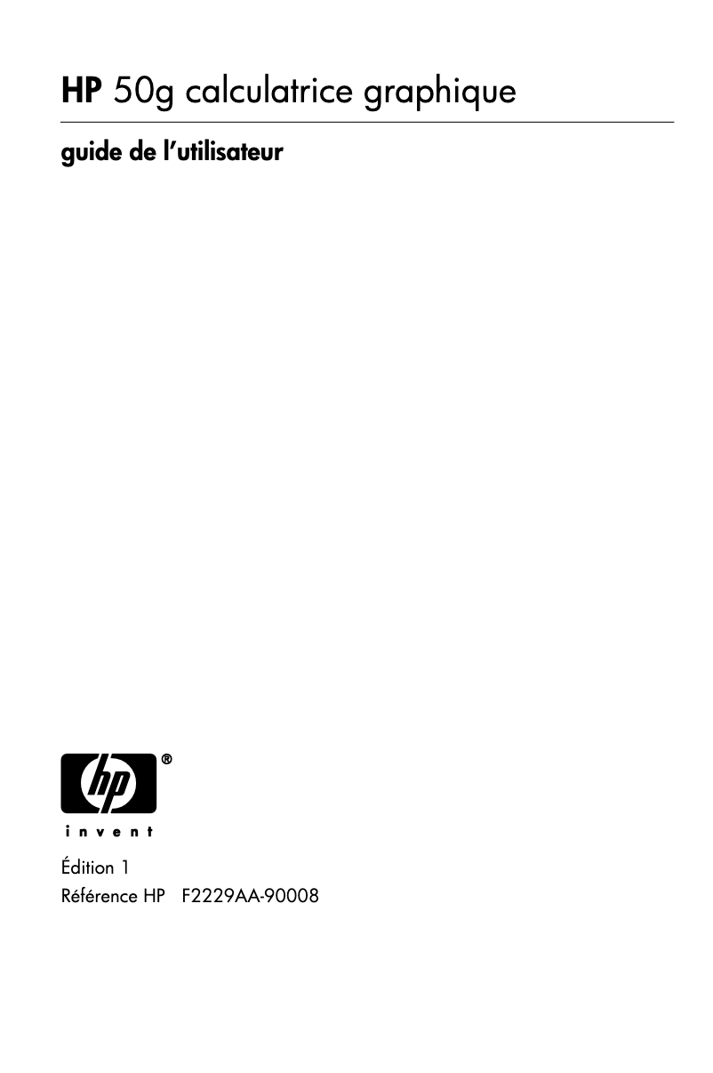 Page 1 de la notice Manuel utilisateur HP 50g