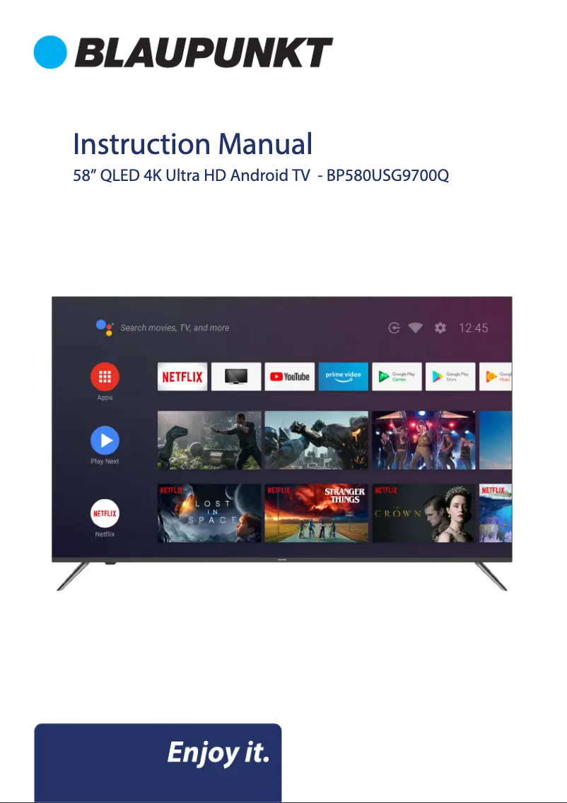 Page n°1 - Manuel utilisateur Blaupunkt BP580USG9700Q