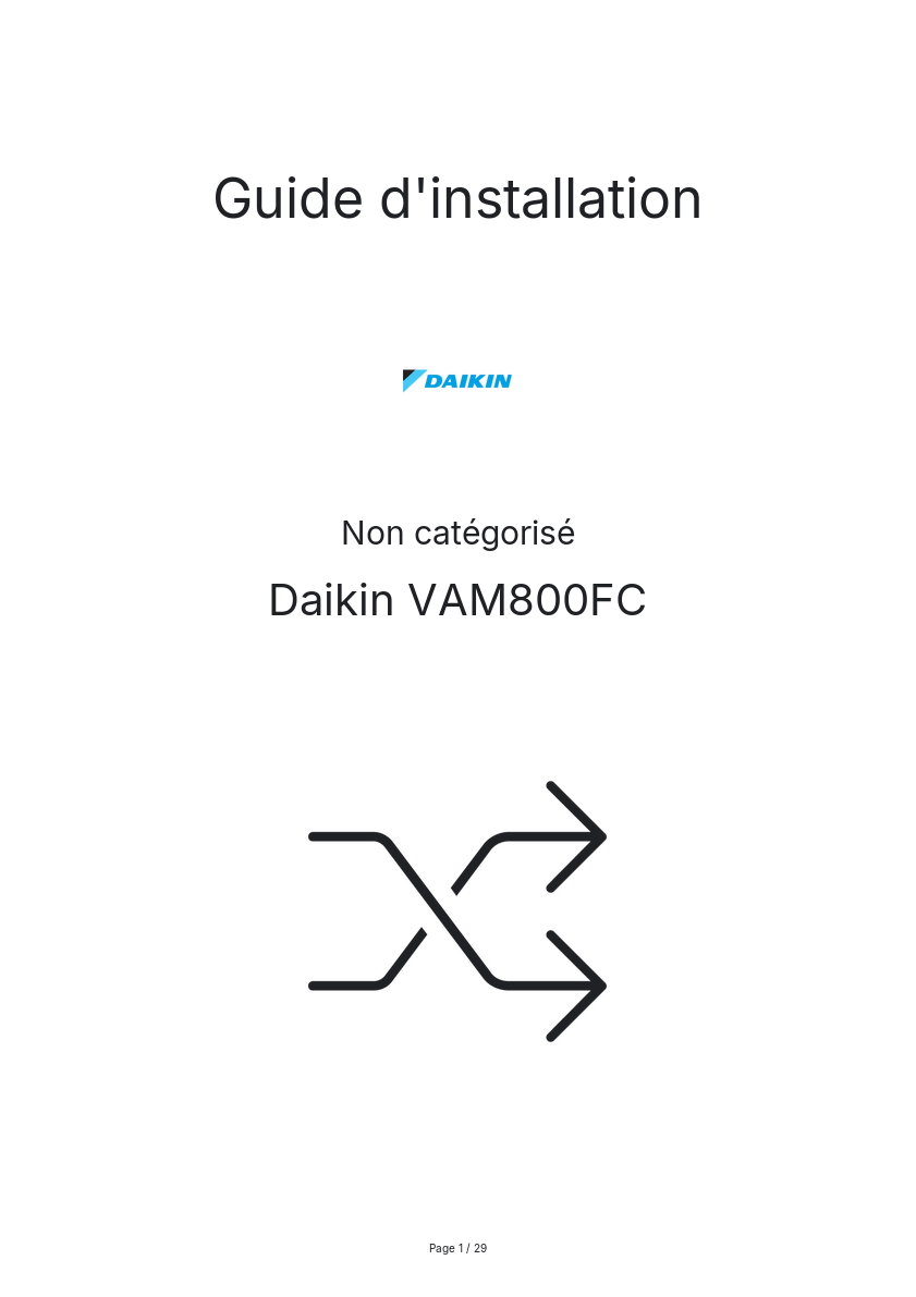Image de la première page du manuel de l'appareil VAM800FC
