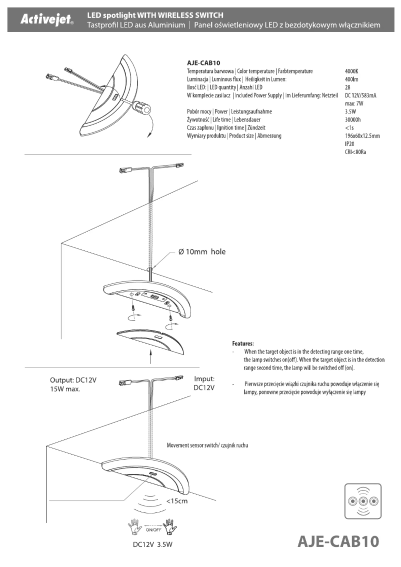 Página 1 del manual Manual de usuario ActiveJet Activejet AJE-CAB10