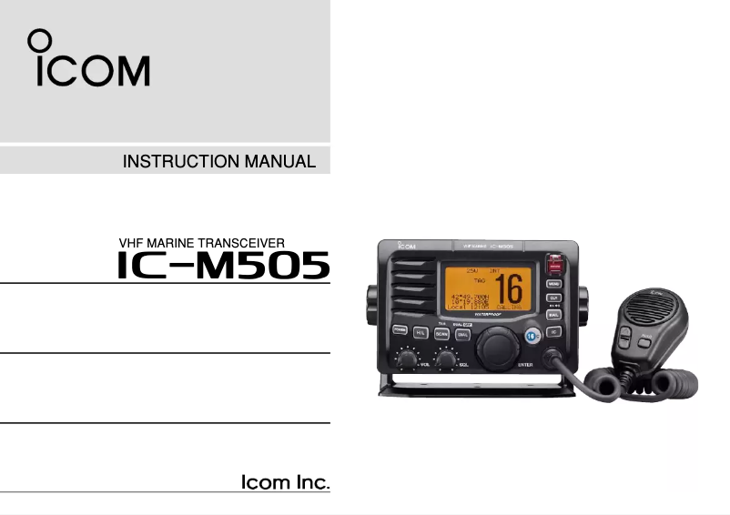 Image de la première page du manuel de l'appareil IC-M505