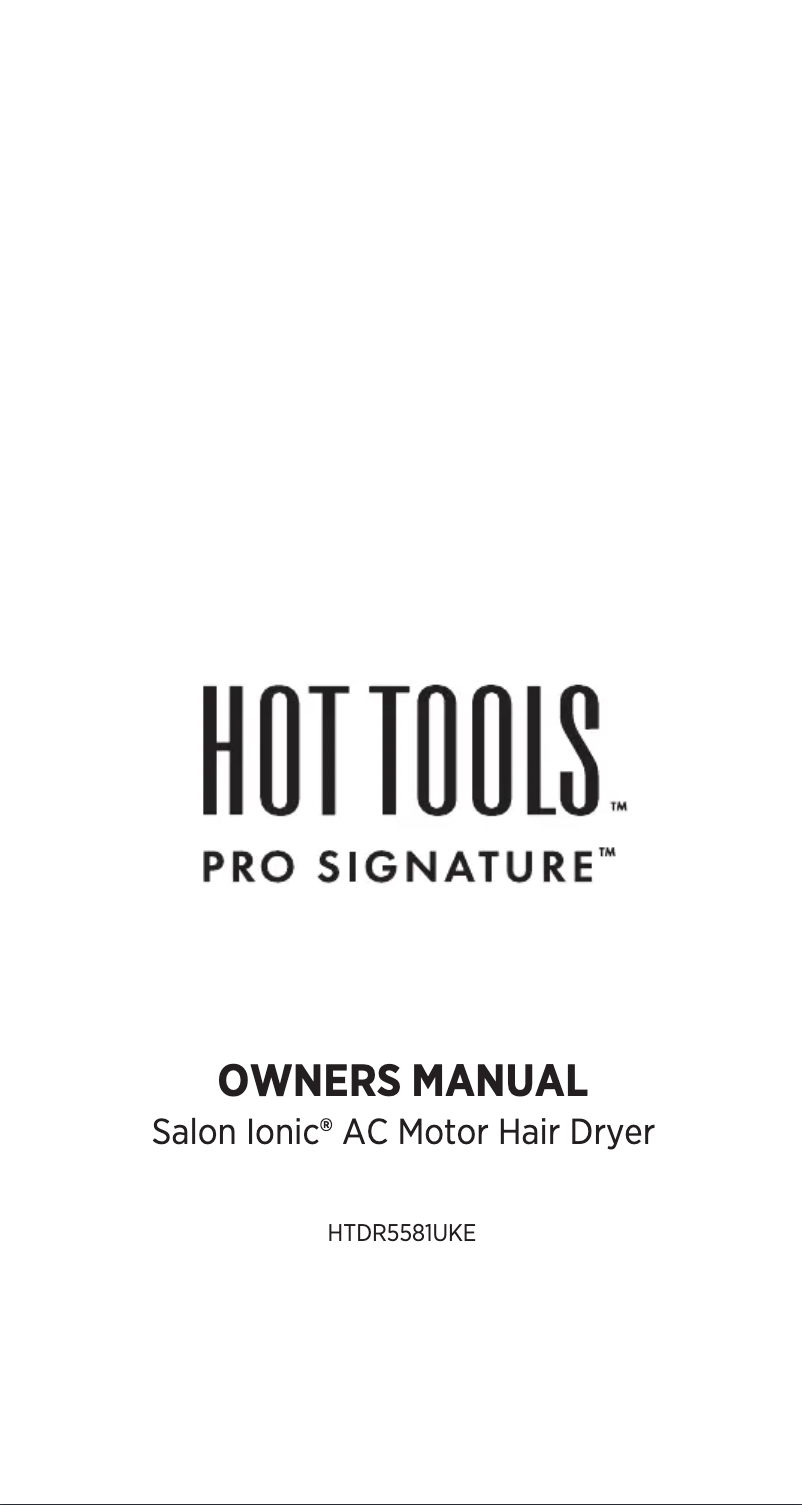 Page n°1 - Manuel utilisateur Hot Tools Salon Ionic HRDR5581UKE