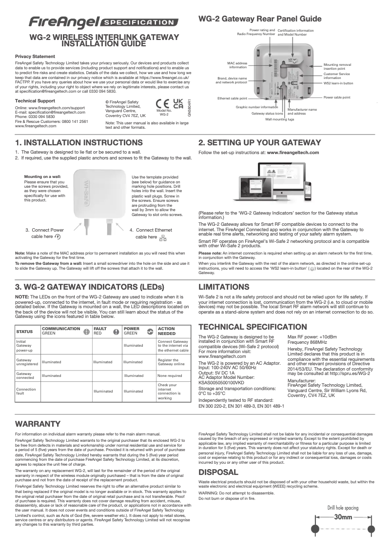 Page 1 de la notice Manuel utilisateur X-Sense WG-2