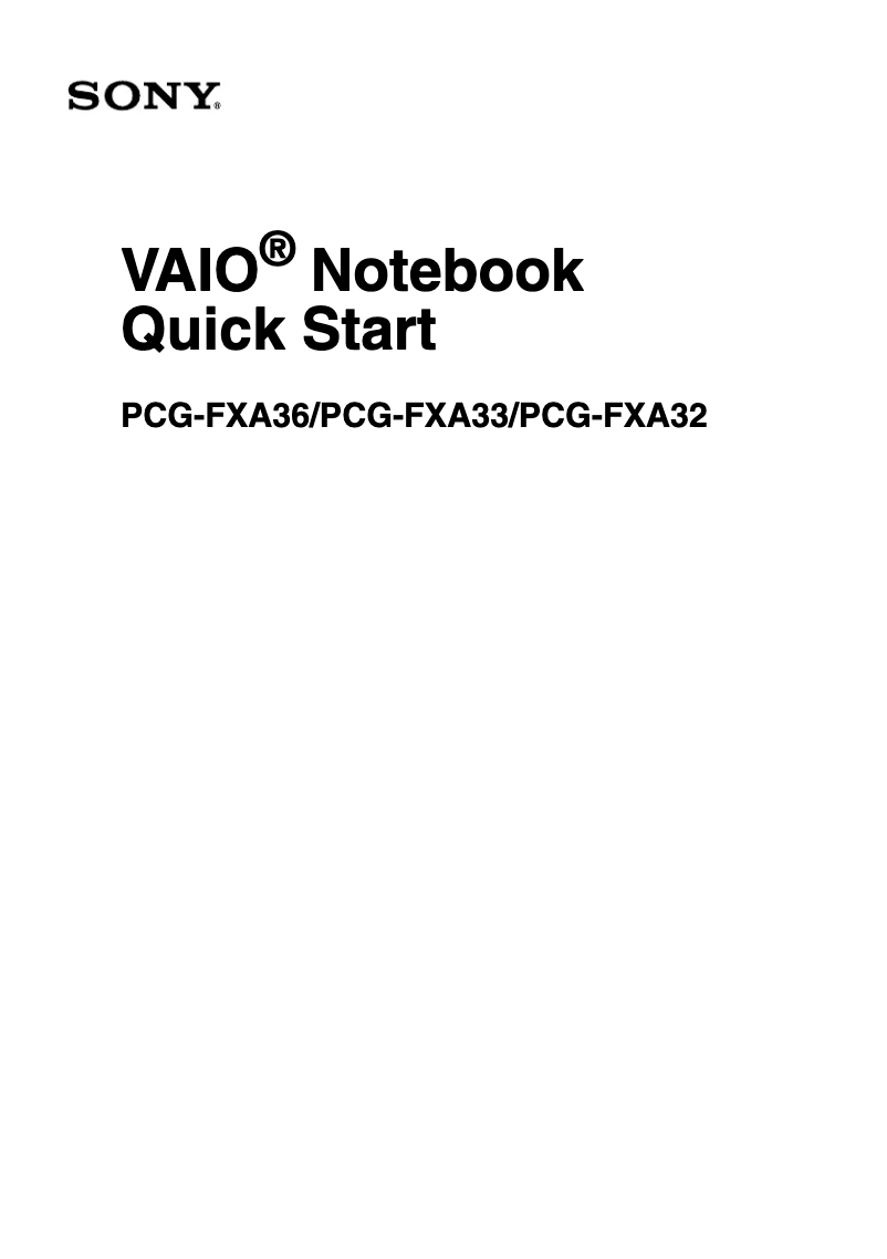 Image de la première page du manuel de l'appareil Vaio PCG-FXA33