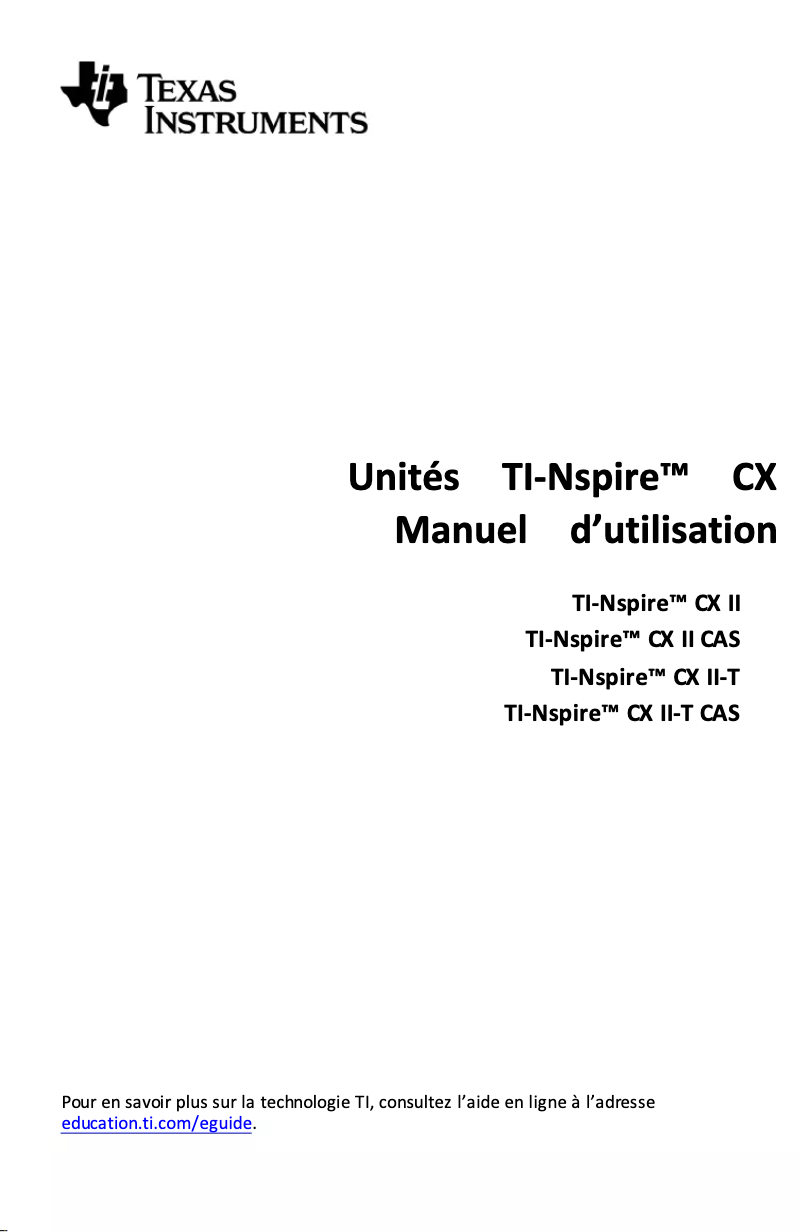 Page 1 de la notice Manuel utilisateur Texas Instruments TI-Nspire
