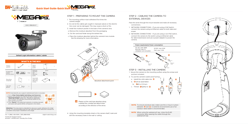 Page n°1 - Manuel utilisateur Digital Watchdog MegaPix DWC-MB62DiVT