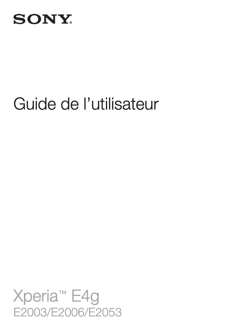 Image de la première page du manuel de l'appareil Xperia E4g