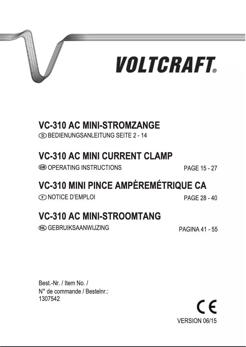 Page n°1 - Manuel utilisateur Voltcraft VC-310