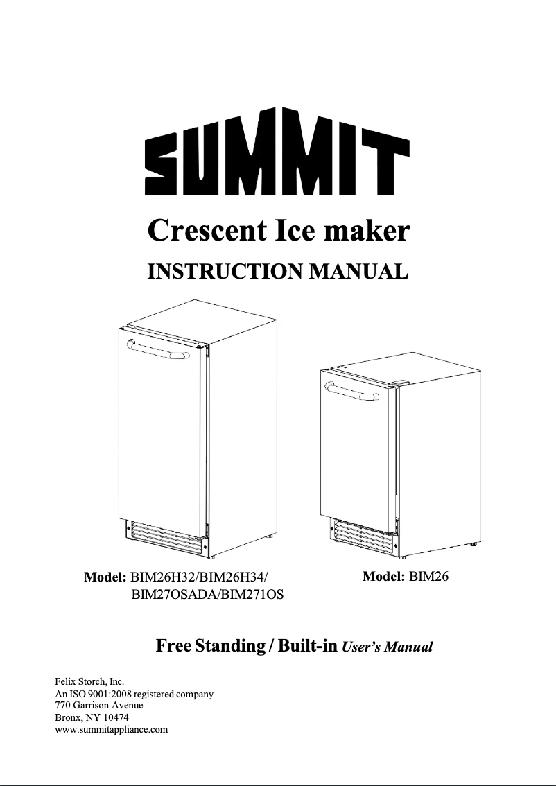 Page n°1 - Manuel utilisateur Summit BIM26H32