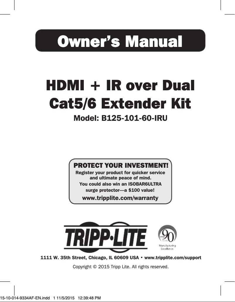 Page 1 de la notice Manuel utilisateur Tripp Lite B125-101-60-IRU