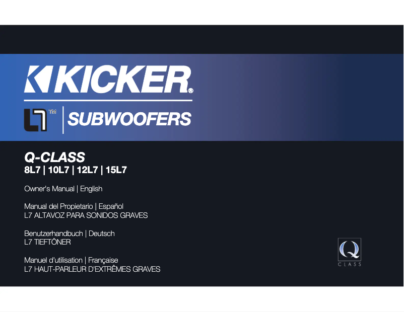 Page 1 de la notice Manuel utilisateur Kicker Q-Class 12L7