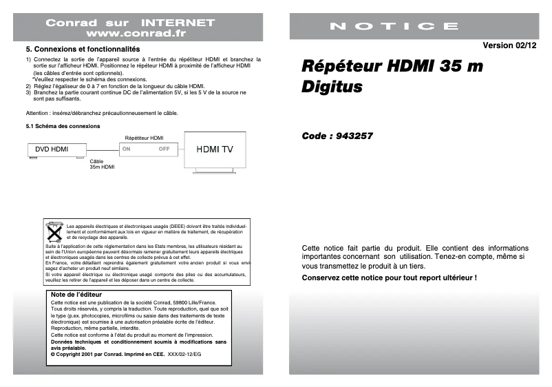 Page 1 de la notice Manuel utilisateur Digitus DS-55901