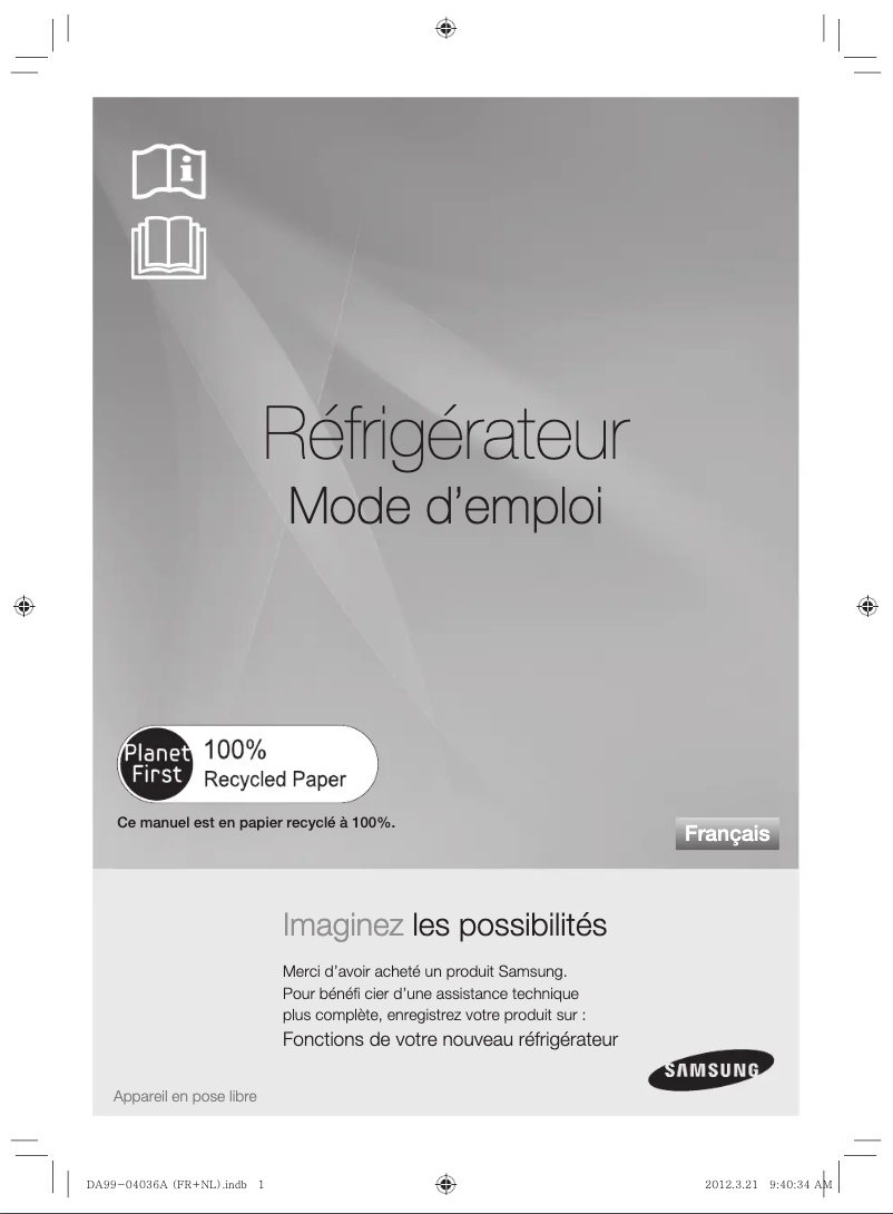 Page 1 de la notice Manuel utilisateur Samsung RS7768FHCSL